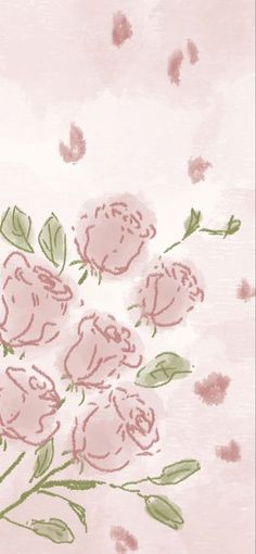 a drawing of pink roses on a white background