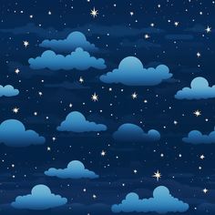 the night sky is filled with stars and clouds, as if they were floating in the air