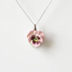 Porcelain Pink Pansy Pendant With Sterling Silver Necklace/ Pansy Necklace/ Pansy Pendant/ Pansy/ Flower Necklace/ Flower Pendant/pink Pansy - Etsy Poppy Necklace, Silver Necklace Chain, Pansy Flower, Purple Pansy, Pansies Flowers, Necklace Flower, Sterling Silver Chain Necklace, Lovely Necklace, Flower Pendant