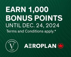 an advertisement for aeroplan's $ 1, 000 casino points