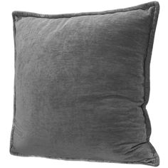 a grey velvet pillow on a white background