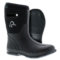 The DU Bayou will keep your kid's feet warm and dry no matter what Mother Nature throws at you. They are the perfect all around chore boot. The DU Bayou is built for the worst to be the best. Whole sizing. Imported. 3.5mm Neoprene Upper Waterproof Construction Pull On Handles Ducks Unlimited, Tractor Supply, Kids Black, Rubber Boots, Kids Boots, The Worst, Ducks, Mother Nature, Kid Shoes