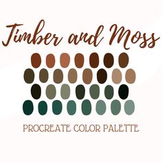 the logo for tinker and moss's procreate color palette