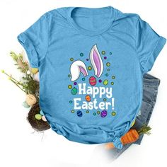 Welcome to our store  Cute DesignEaster bunny tshirts for women, easter day shirt, cute floral leopard bunny tshirt, ladies easter gift top tees, leopard print letter woman shirt, rabbit t-shirts for easter, easter clothes, woman loose fit short sleeve tshirt tops is suitable for anybody.  OccasionThis easter shirts is perfect for a lot of occasions, such as work, shopping, sports, daily life, school, active, mother's day, teacher's day and more, especially for easter, church ect.  Must-have for EasterThis cute floral bunny t shirt is the best choice gift, given as gifts to your friends, lover, mother, sisters, aunt etc, and could match with your everything favorite, create fashion looking.  Soft MaterialWomen's easter shirt is made of cotton blend, skin-firendly, comfy and stretchy, it's Easter Clothes, Easter Shirts, Bunny T Shirt, Tshirts For Women, Easter Desserts, Woman Shirt, Rabbit Easter, Summer Blouse, Long Sleeve Flannel