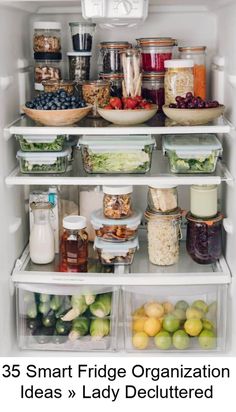 an open refrigerator filled with lots of food