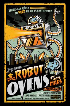 Johnny Cupcakes, Cover Wattpad, Retro Robot, Graphic Design Poster, Retro Futurism, Cool Posters, Graphic Poster