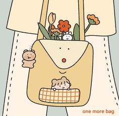 an illustration of a bag with flowers in it and the words, one more bag