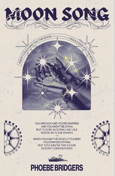 an advertisement for the moon song, which is written in black and white with stars on it