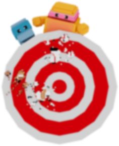 an image of a target with two people on it and one is holding a toy