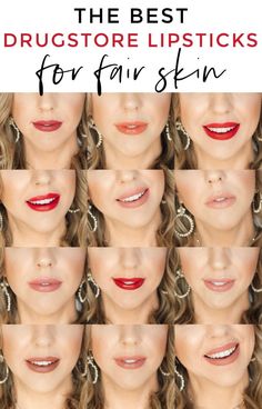 The best drugstore lipsticks for fair skin #makeup #beauty #lipsticks #drugstoremakeup Best Wedding Lip Color, Fall Drugstore Lipstick, Lipstick For Blondes With Blue Eyes, Drugstore Lipstick For Fair Skin, Simple Elegant Eye Makeup, Mac Lipstick Shades For Fair Skin, 2023 Lipstick Trends, Make Up Fair Skin, Best Nude Lipstick For Medium Skin