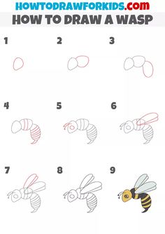 how to draw a cartoon bee for kids step by step drawing instructions, easy and fun