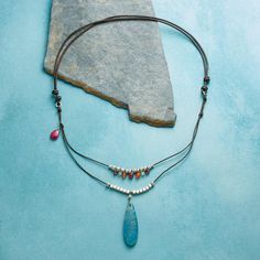 Leather Techniques, Blue Necklace, Sea Glass Jewelry, Accessories Unique, Glass Jewelry, 14kt Gold