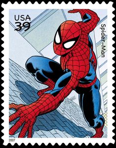 a postage stamp with the image of spider - man