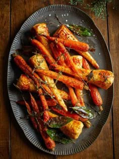 roasted carrots with herbs on a plate