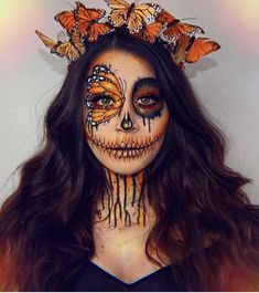 15 Maquillajes de Catrina para festejar el Día de Muertos Fantasy Make-up, Halloweenský Makeup, Halloween Make-up Looks, Holloween Makeup, Cool Halloween Makeup, Halloween Eye Makeup