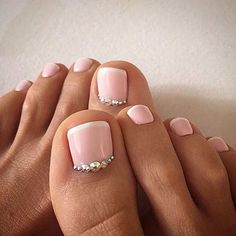 31 Elegant Wedding Nail Art Designs French Pedicure, Pedicure Designs, Bride Nails, Toe Nail Designs, Pink Nail, Body Fitness