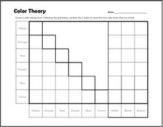 the color theory mind chart is shown in black and white, as well as an image of