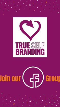 the logo for true self branding is shown in red and purple with stars around it