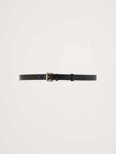 Grounded in timeless luxury, this beautiful leather belt is sturdy and luxurious with a roller buckle to make it easier for the wearer.  Designed to be worn at the hips.  Designed to be worn at the hips.  Width: XXS: 27-31" XS: 29-33" S: 31-35" M: 33-37" L: 36-40" XL: 40-44" XXL: 44-48" Timeless Luxury, Belt Black, Black Belt, Leather Belt, Women's Accessories, Make It, Banana Republic, Buckle, Man Shop