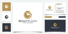 the logo for beauty company is shown in gold and black colors, with a white background