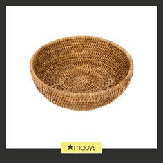 a woven basket is shown with the words macy's on it and an image of a