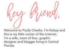 a pink and white photo with the words,'welcome to poppy cheeks i'm kelsey and this is my little corner of the internet