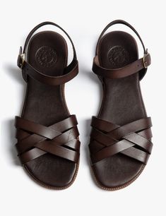 Women's Leather Sandals, Penelope Chilvers, Bitter Chocolate, Simple Shirts, Brown Sandals, Bitter, Sock Shoes, Chocolate Brown