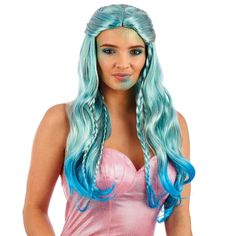 PRICES MAY VARY. 100% Polyester Imported Pull On closure Hand Wash High quality womens mermaid turquoise wig: packet contains a turquoise blue two tone wig with plaits. Available in one size which fits most adults. Our womens wavy wig costume accessory. Easy to wear and durable Founded in 2009 by 3 friends with a passion for costumes, we now have 100s of designs all manufactured to high standards of quality, fit and design. We have offices in the US, UK and Europe. Perfect for colorful wigs, wom Mermaid Fancy Dress, Blue Ombre Wig, Fishtail Plait, Mermaid Wig, Mermaid Cosplay, Aqua Mermaid, Rainbow Wig, Wig Costume, Turquoise Hair