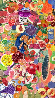 a painting of many different fruits and vegetables