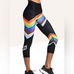 Show Your Pride!! Peloton X With High Waist Reversible Capri Leggings, New With Tags, Never Worn, Size M. Reversible: Black With Pride Rainbow Print On One Side And Gray On The Other. 21” Length Smoke Free Home, Fast Shipping, High Rated Seller. Questions? Leave A Message & I’ll Get Back To You. Trans Flag, Activewear Print, Color Block Leggings, Black Rainbow, Crop Leggings, Active Wear Pants, Pride Flag, Womens Size Chart, Pink Leggings