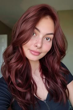 Check out our roundup of 35 stylish burgundy hair looks that you'll absolutely love. From the copper mahogany hair color you see here to deep, luxurious wine red shades, find your next hair inspiration here! Click the pin to explore all the stunning hues! Copper Mahogany Hair, Muted Red Hair, Cool Tone Red Hair, Burgundy Hair Ideas, Mahogany Red Hair, Purple Red Hair, Hair Coloring Ideas, Mahogany Hair Color