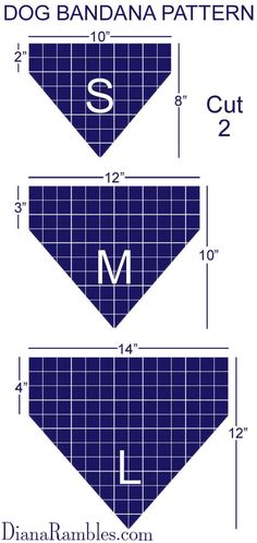 the diagram shows how to make a dog bandana pattern, and how to cut it out