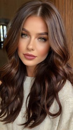 Stunning Burgundy Brown Hair for Autumn Vibes 🍁 Fall Brown Red Hair, Fall Hair Colors For Medium Skin Tone, Fall Vibes Hair Color, Hair Color One Color, Light Burnett Hair Color Ideas For Fall, Dimensional Brunette With Red, Hair Color For Hazel Green Eyes, Mulled Wine Hair Color With Highlights, Dark Brown Hair Fair Skin Green Eyes