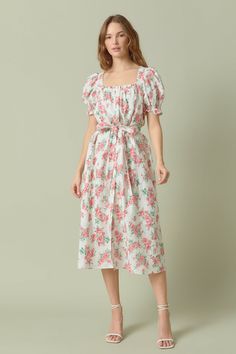 Are you looking to make a statement with your style? Then look no further than this modern floral print linen midi dress. Crafted in a lightweight fabric with an all-over floral pattern this dress features a square neckline puff short sleeves and a loose fit. It's detailed with a removable belt for added definition and movement. Whether it's for a day out or even an evening occasion this midi dress fits the bill. Floral Midi length Loose fit Square neckline Full placket Puff short sleeves Remova Linen Midi Dress, Church Dresses, Modern Floral, Printed Linen, Square Neckline, Wedding Guest Dress, Midi Length, Floral Pattern, Floral Print