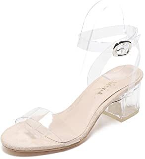 Transparent Shoes, Clear Sandals, Lucite Heels, Clear Shoes, Low Heel Sandals, Chunky High Heels, Clear Heels, Low Block Heels, Girls Sandals