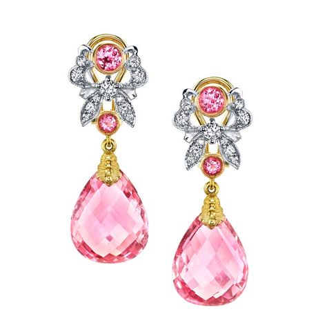 Pink Diamond Earrings, French Clip, Pink Spinel, Gold For Sale, Jewelry Quotes, Heirlooms Jewelry, Earring Stud, Art Antique, Diamond Earring