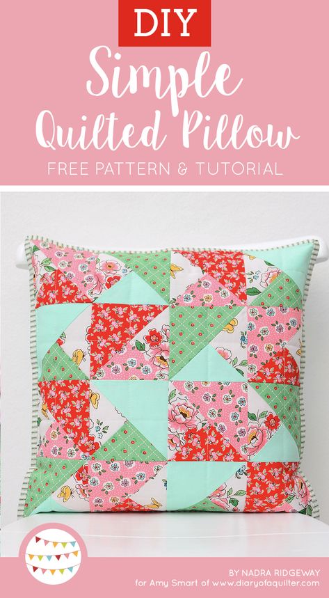 Pillow Patchwork, Diary Of A Quilter, Quilted Cushion, Teaching Sewing, Patchwork Tutorial, Quilted Pillow Covers, Pillow Covers Pattern, Pillow Tutorial, Patchwork Pillow