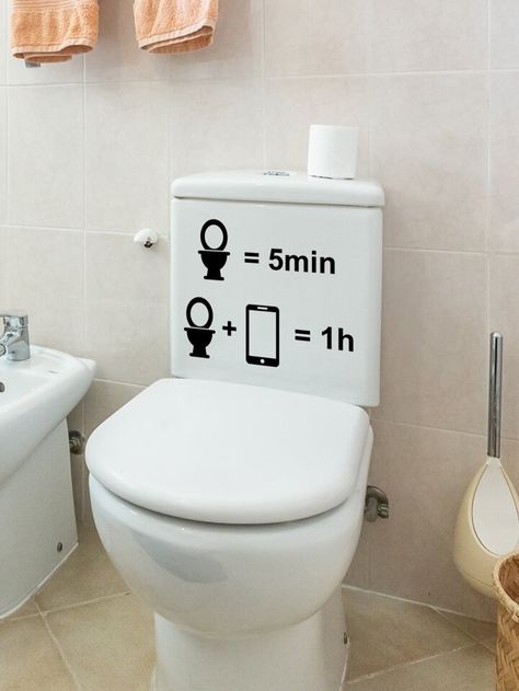 1pc Letter Graphic Toilet Lid Decal, Black Closestool Sticker For Home Decor | SHEIN USA Wall Stickers Toilet, World Toilet Day, Toilet Decoration, Rv Parts And Accessories, Toilet Covers, Rv Parts, Wall Decor Stickers, Toilet Seat Cover, Toilet Accessories