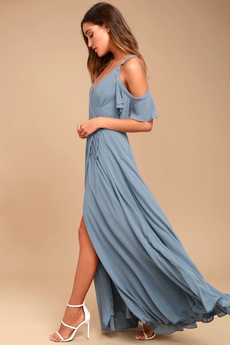 Slate Blue Dresses, Affordable Bridesmaid Dresses, New Years Eve Dresses, Bridesmaid Dresses Online, Maxi Styles, Different Dresses, Wedding Guest Dress Summer, Dress Shapes, Maxi Wrap Dress