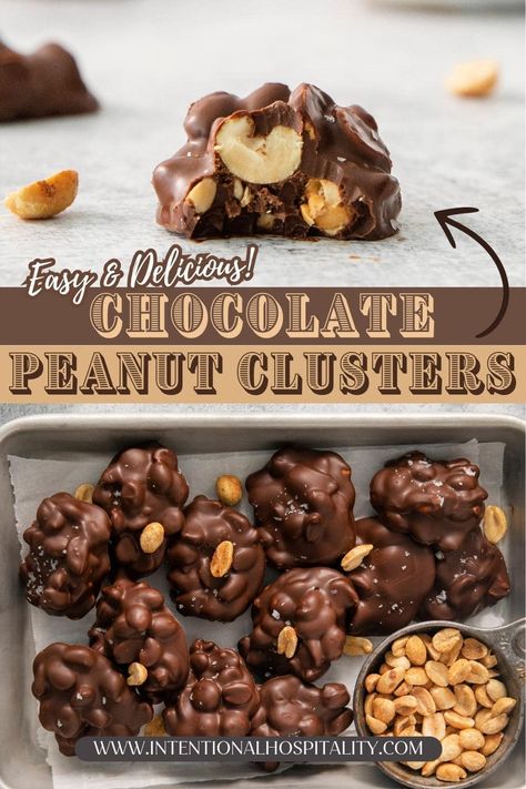 Discover the easiest homemade peanut clusters recipe that's perfect for any occasion. Sweet, salty, and crunchy—a treat everyone will love! Chocolate Peanut Butter Nut Clusters, Spanish Peanut Clusters, Homemade Peanut Clusters, Chocolate Peanut Butter Peanut Clusters, Keto Chocolate Peanut Clusters, Nut Clusters Recipe, Peanuts Recipes Snacks, Peanut Clusters With Almond Bark, Crunchy Peanut Butter Recipes