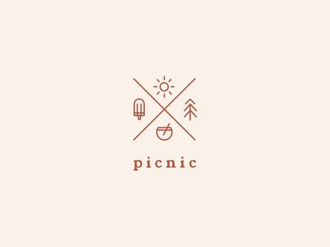 Picnic Logo  by Leila Howell | brand and business indentity Picnic Logo Design Ideas, Picnic Logo Design, Picnic Branding, Picnic Logo, Dessert Logo, Ice Bar, Rustic Logo, Logo Design Feminine, Bar Logo