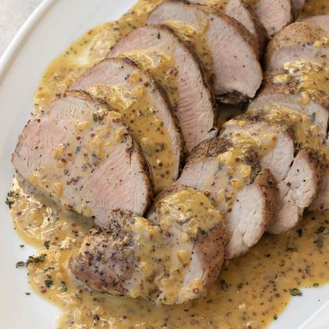 How To Rotisserie Chicken, Mustard Sauce For Pork, Roast Pork Tenderloin, Dijon Mustard Sauce, Mustard Pork Tenderloin, Fall Eats, Mustard Dip, Pork Sauce, Creamy Mustard Sauce