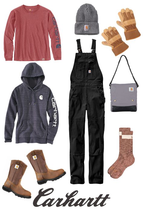 Working On The Farm Outfits, Work Outfits Women Outdoors, Carhartt Winter Outfits, Farm Attire Women, Ranch Clothing For Women, Ranch Work Outfit, Farmer Style Outfits, Women’s Construction Outfit, Construction Worker Outfit Women