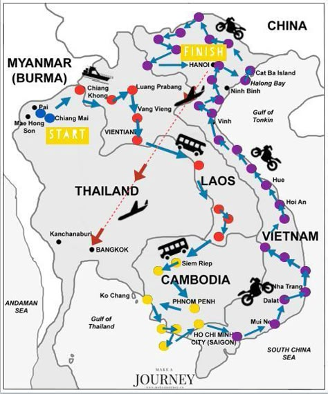 Asia Itinerary, Laos Travel, Vietnam Backpacking, Backpacking South America, Asia Trip, Vietnam Voyage, Thailand Backpacking, Vietnam Travel Guide, Asia Map