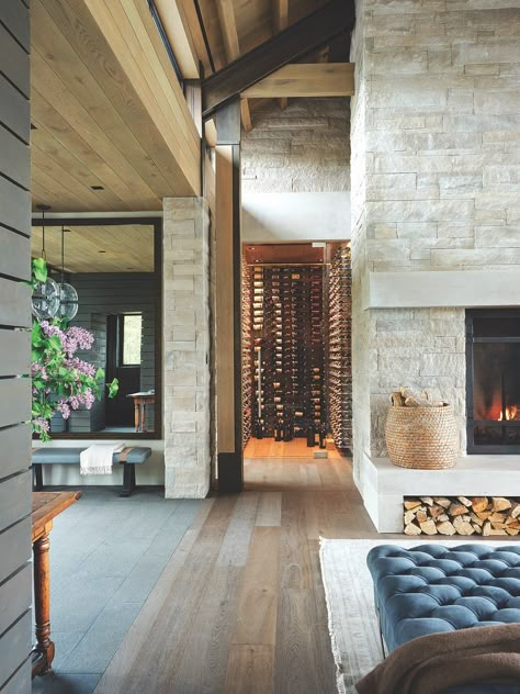 2020 Home of the Year: Dazzle Us - Mountain Living Contemporary Mountain Home, Mountain Home Interiors, Mountain Interiors, Whispering Pines, Modern Mountain Home, Dream Barn, Mountain Living, Wooden Ceilings, Modern Mountain