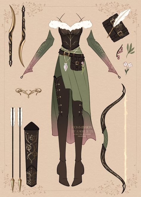 angel 🪽 the unalloyed on X: "Avisandra 🌿🏹 https://t.co/N29DunVwNy" / X Fantasy Outfits Design, Archery Clothing, Rp Outfits, Fancy Fits, Art Outfits, Fantasy Clothes, Fantasy Outfits, Character Clothing, Fashion Drawing Dresses