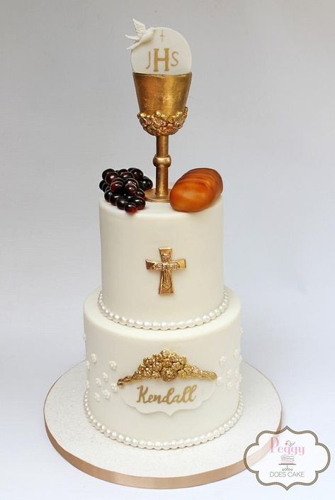 Chalice Cake, Gold Chalice, Christian Cakes, Comunion Cake, Easter Cake Decorating, Holy Communion Cake, First Holy Communion Cake, Diy Cake Topper Birthday, Holy Communion Cakes