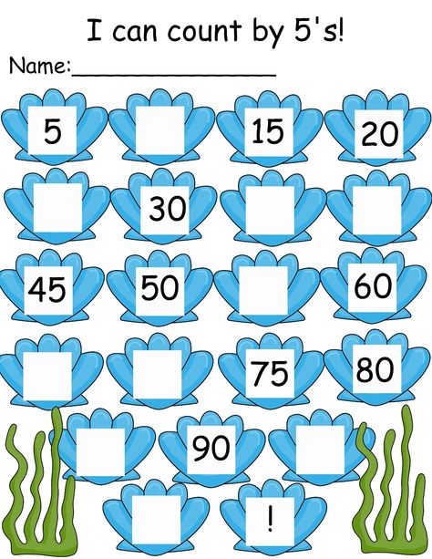 Count By 5, Kindergarten Math Worksheets Counting, Skip Counting Kindergarten, Skip Counting By 5, Skip Counting By 5's, Skip Counting Worksheets, Counting In 5s, Counting By 2's, Counting By 5's