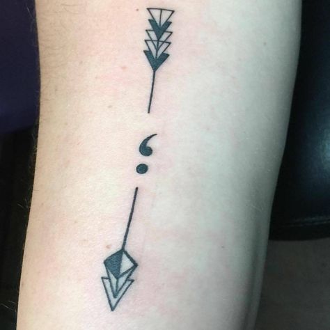 Arrow Tattoo Ideas, Semi Colon Tattoo, Semicolon Tattoo Meaning, Meaning Of Arrow Tattoo, Colon Tattoo, Small Symbol Tattoos, Inspiring Quote Tattoos, Semi Colon, Semicolon Tattoo