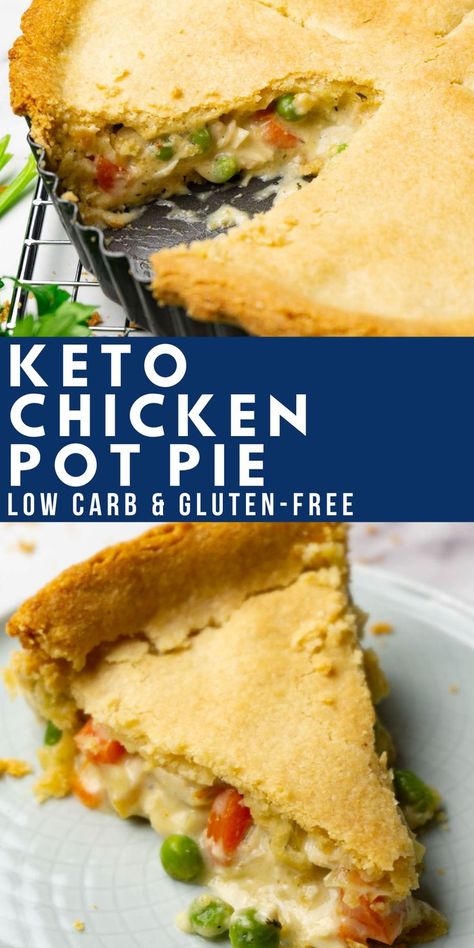 Chicken pot pie, one piece taken. Keto Pot Pie, Low Carb Chicken Pot Pie, Keto Chicken Pot Pie, Healthy Chicken Pot Pie, Best Chicken Pot Pie, Low Calorie Chicken, Chicken Pot Pies, Chicken Pot Pie Recipe, Pot Pie Recipe